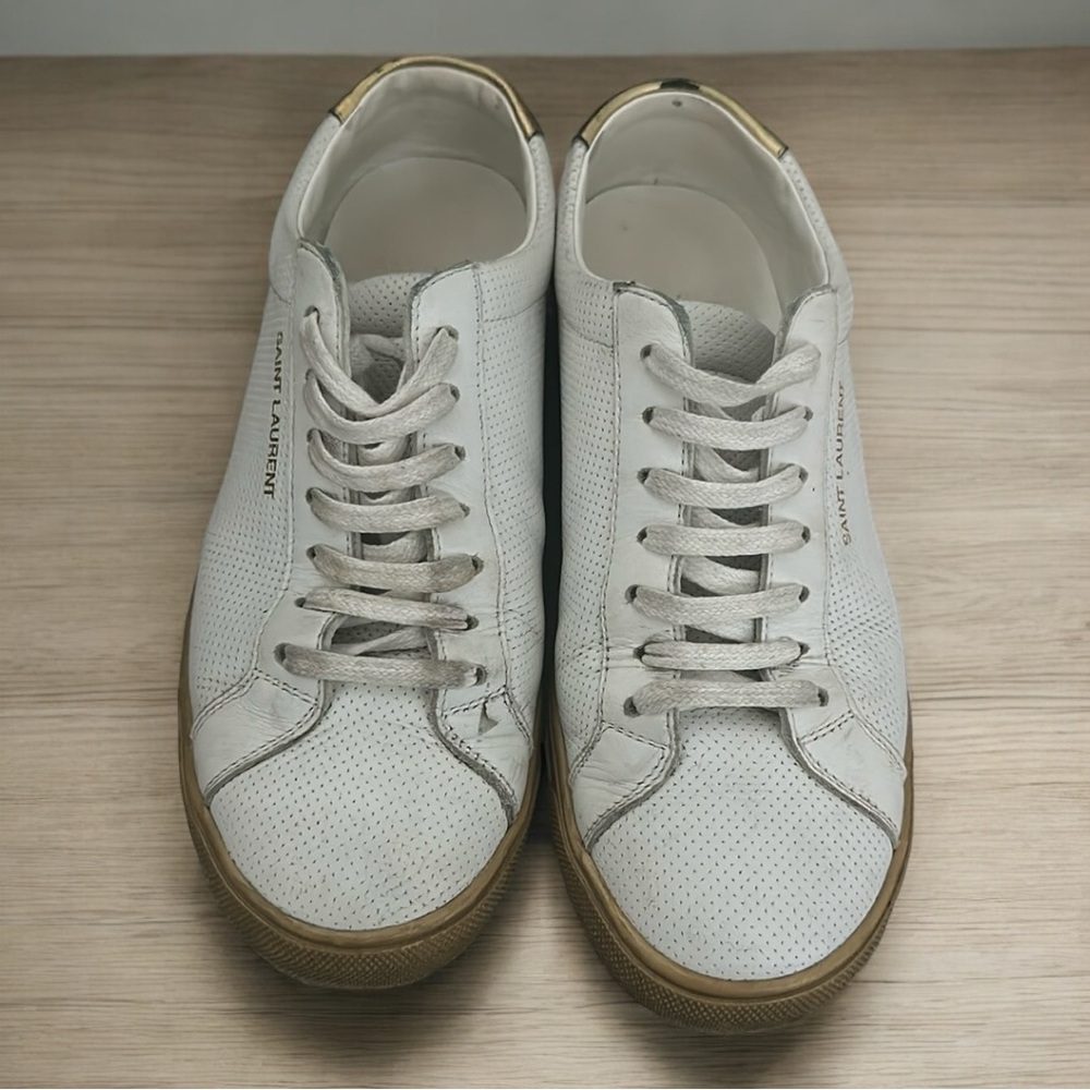 Saint Laurent Shoes | Saint Laurent - Andy Perforated White Leather